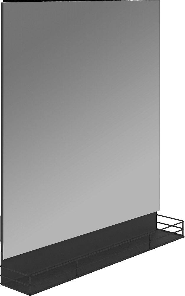 Зеркало STWORKI Нюборг 70 с полкой, черное, прямоугольное, в стиле лофт, настенное
