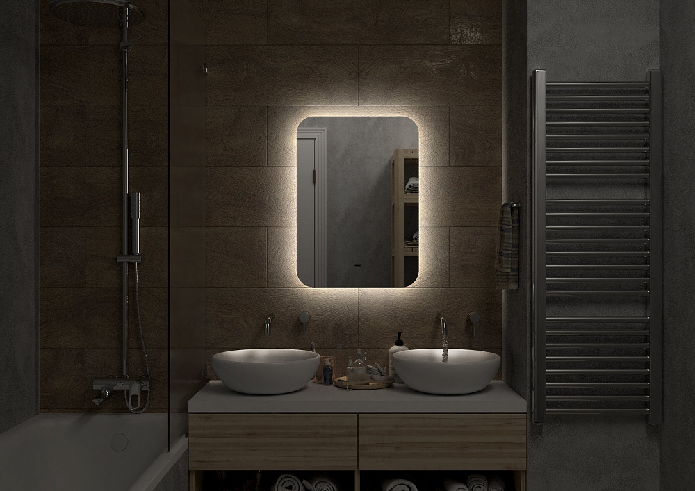 Зеркало DIWO Кострома 50 с подсветкой, прямоугольное, настенное, белое